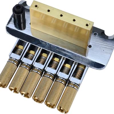 10.5mm Headless Electric Guitar Bridge Chrome Brass Block Saddle Hardened Steel Plate 2 point tremolo bridge for 6 String Headless Electric Guitar Replacement parts image 4