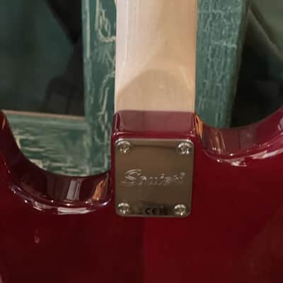 Squier Paranormal Strat-o-Sonic SS Electric Guitar in Transparent Crimson Red image 14