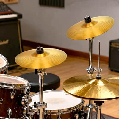 2 Pieces 8-Inch Splash Cymbal Classic Drums Cymbals Percussion Instrument Golden Practice Drum Cymbal for Drum Set image 5