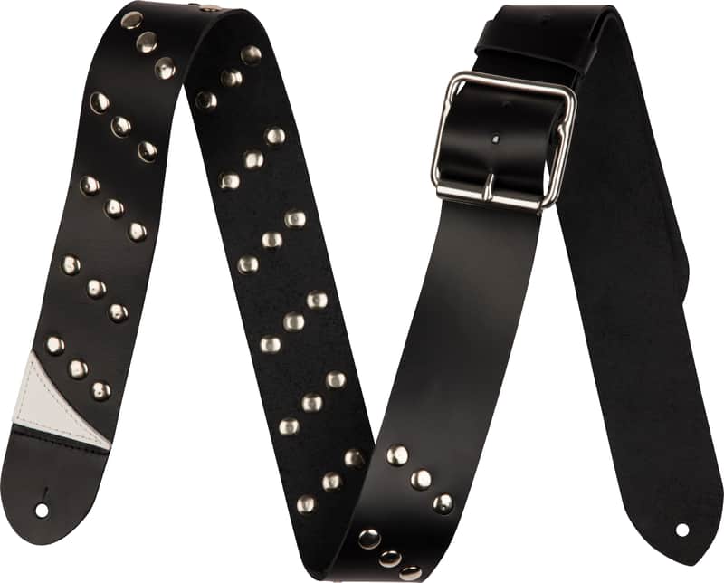 Jackson Jackson Diagonal Stud Leather Strap Black 2.5"