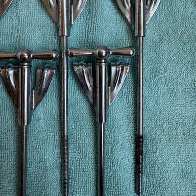Ludwig Lot of 8 Bowtie Clubdate Pre Serial Bass Drum Tension Rods + Claws 7” 60s - Chrome image 3