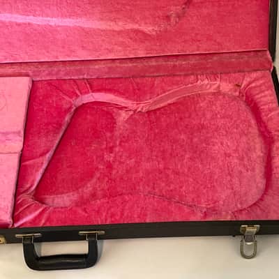 Vintage Ibanez RG Series UV1000 Black Tolex Hardshell Guitar Case Pink Interior image 14