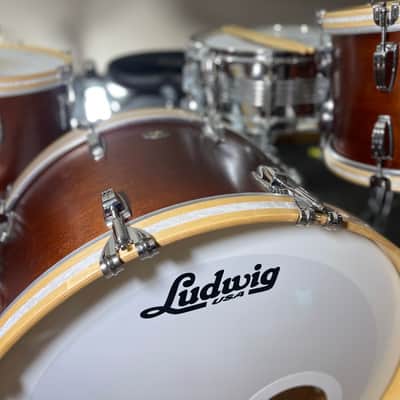 Ludwig Legacy Mahogany "Van Buren" Pro Beat Shell Pack + 18" Floor Tom — 110th Anniversary Limited Edition | Gator Elite Air Cases | Excellent image 1