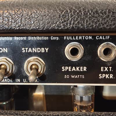 Vintage 1965 Fender Bassman 2-Channel 50-Watt Guitar Amp Head Black Panel - Replaced Late 60’s Style Grill Cloth image 15