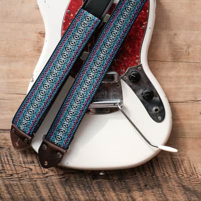 Vintage Blue 60s/70s Hippie Guitar Strap / Handmade in the UK / Case Candy image 3