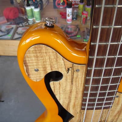 Italia Imola Bass Guitar Amber w/ Burl Pick guard image 5