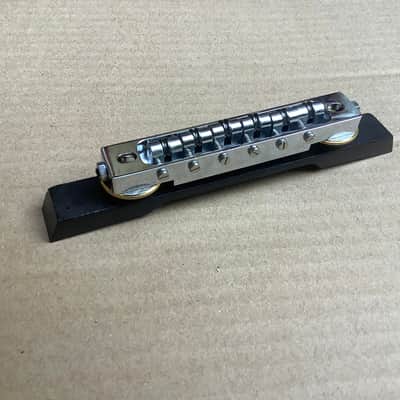 Unknown Vintage roller bridge with side screws and wooden base for guitar / archtop ? image 4