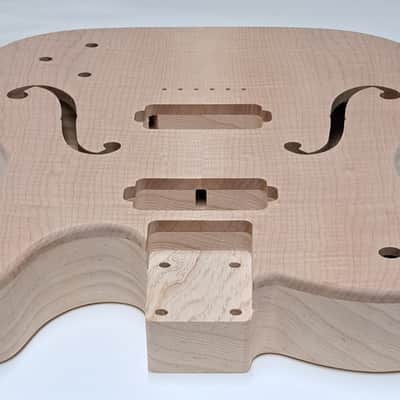 Shepard Custom Guitars Custom Telecaster Body Semi-hollow Backroute Violin Master Flamed Maple Top on 1pc Swamp Ash 2023 - Unfinished image 5