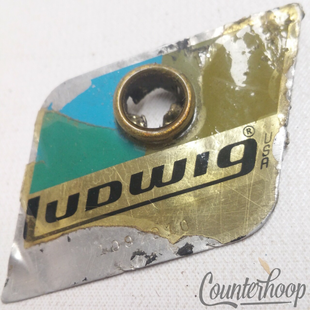 Ludwig Drum Co Blue/Olive Badge Vintage 1974 109x Chicago Snare/Bass/Tom+Grommet — main photograph
