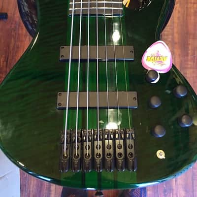 Wolf NAMM 2015 AAA Flame Maple Green 7String Bass with Gigbag image 4