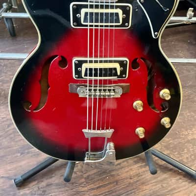 Univox  Coily 335 Style Semi-Hollow Body  1960s  - Cherry Tobacco Burst Electric Guitar image 2