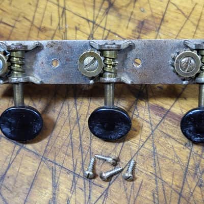 Vintage RARE 1940 Patent Applied For Kluson Open Back Martin Gibson Epiphone Harmony Guitar 3x3 on a Plate BASS SIDE Tuners Slot Head or Regular Luthier Parts Screws #2 image 1
