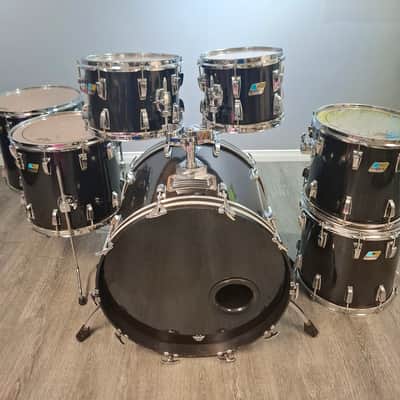 Ludwig  70's Blue and Olive Badge Black Cortex 7 pc shells image 4