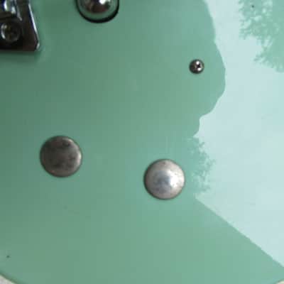 Left Hand Danelectro Longhorn Bass Guitar, 1990's Surf Green, Converted From Right Hand image 11