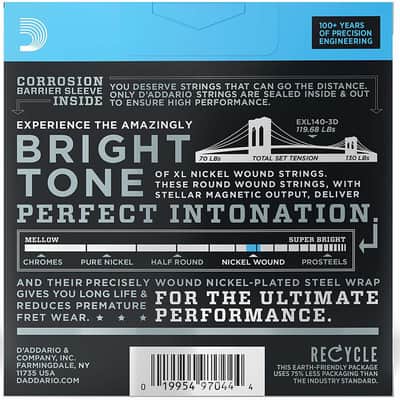 D'Addario EXL140-3D Nickel Wound Electric Guitar Strings, Light / Heavy, 10-52 - 3 sets image 4