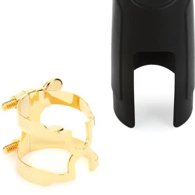 D'Addario HTS1G H Ligature and Cap for Hard Rubber Tenor Saxophone Mouthpiece - Gold  Bundle with D'Addario RRGMPCTSXC7 Graftonite Tenor Saxophone Mouthpiece - C7 image 2