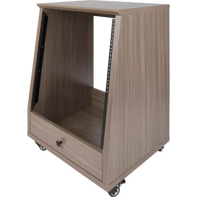 Gator Elite Furniture Series 12U Angled Studio Rack with Locking Casters Driftwood Grey Finish image 3