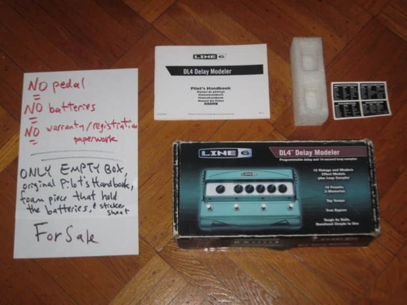 used with wear Line 6 EMPTY Cardboard Box for DL4 Delay Modeler + original Pilot's Handbook, sheet w/ 4 very small black stickers, & styrofoam battery holder (NO: pedal / batteries) mid 2000s - mid 2010s (not for MkII ver) image 1