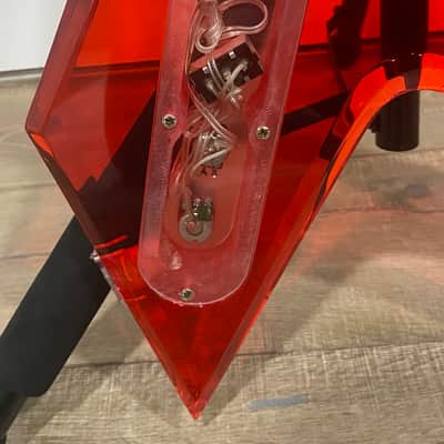 1999 BC Rich Ice Acrylic Warlock Guitar See Thru Red Lucite w OHSC image 14