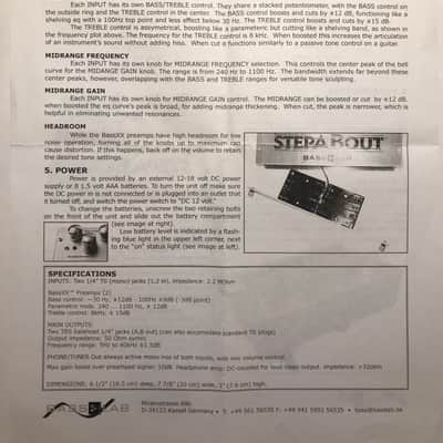 BassLab StepABout Chapman Stick Stereo PreAmp (1st gen) image 4
