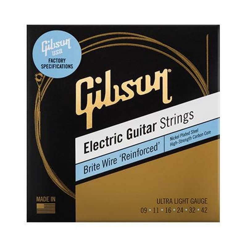 Gibson Brite Wire 'Reinforced' Electric Guitar Strings, Ultra Light, 9-42 image 1