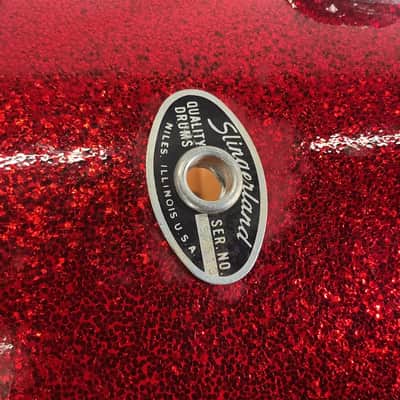Vintage 14" Slingerland Marching Snare Drum in Red Sparkle image 11