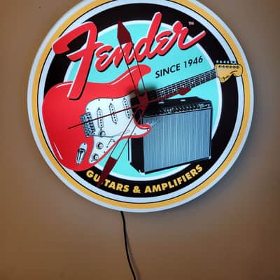 Fender Guitars Dealer Style Light Up Clock Killer Cool Man Cave/Garage/Bar Item Strat & Twin Reverb image 4