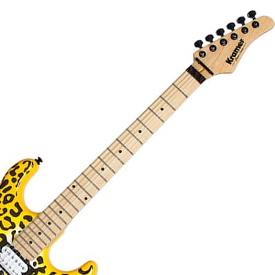 Kramer Pacer Vintage Steel Panther Satchel Signature Guitar Yellow Leopard image 4