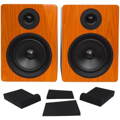 Pair Rockville APM5C 5.25" 2-Way 250W Powered USB Studio Monitor Speakers+Pads