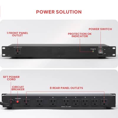 15A Power Supply Conditioner Strip Surge Protection 9 Outlets / 120V image 3