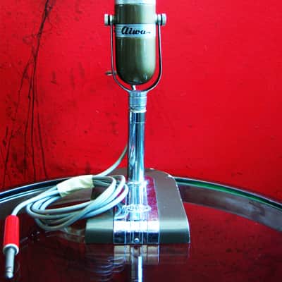 Vintage 1960's Aiwa DM-17 dynamic omni-directional microphone High Z w cable & stand Lafayette Calrad Olson image 3
