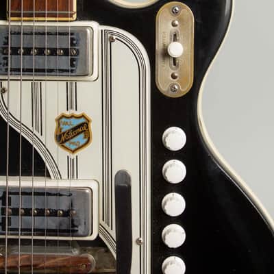 National  Val-Pro 88 Semi-Hollow Body Electric Guitar (1963), ser. #T-86077, original black alligator hard shell case. image 13