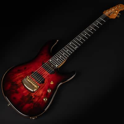 2021 Ernie Ball Music Man Jason Richardson Signature Cutlass 7 - Rorschach Red | USA 7-String JR7 Buckeye Burl Top Birdseye Maple Neck Tremolo Stainless Steel Frets 3.6kg | OHSC image 5