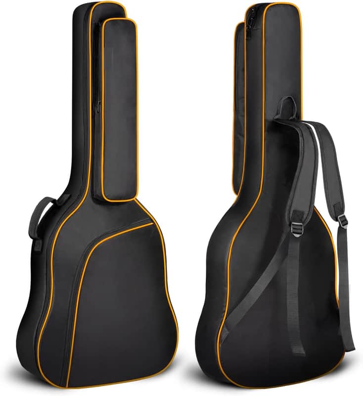 44 Inch Guitar Bag for Dreadnought and Jumbo Orange Line Gig Bag 0.47in Thick Padding Water Resistent Adjustable Shoulder Strap Guitar Case with Back Hanger Loop and Music Stand Pocket image 1