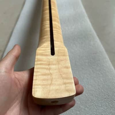 Natural Tiger Maple Wood Guitar Stratocaster Strat Style Neck, 21 Frets Fingerboard image 6