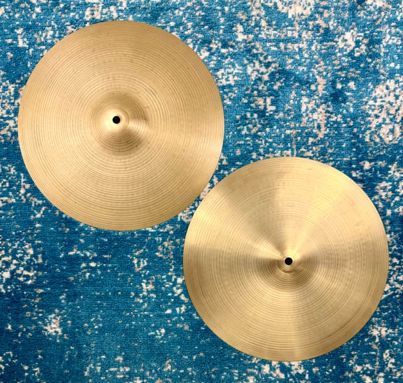 14” PAPER THIN 1960s EARLY Zildjian A NEW BEAT Hihats 781g 894g image 1