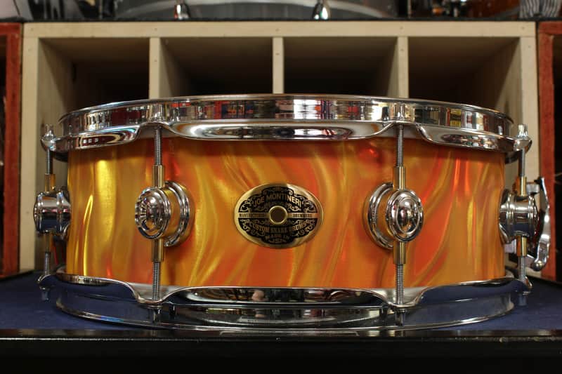 Montineri Custom Drums 5x14 Snare Drum in Orange Satin Flame image 1
