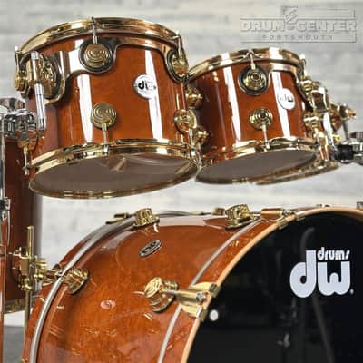 DW Collectors PurpleCore Cherry 6pc Drum Set Brown Birdseye Maple w/Gold Hw image 4