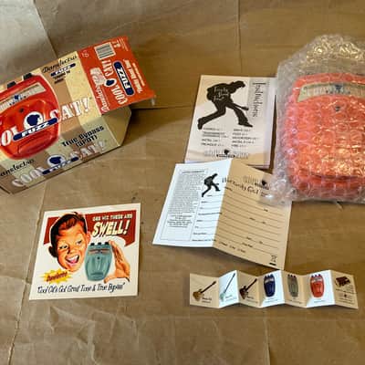 Danelectro Cool Cat Fuzz 2010s - Orange Very Good Condition 1st Version 1V True Bypass NOS Mint in box with all papers image 14