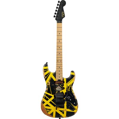 EVH Limited Edition Striped Series Frankenstein Frankie Electric Guitar - Aged Black with Yellow Stripes image 2