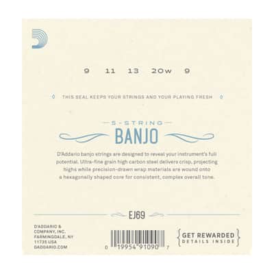 D'Addario EJ69 Phosphor Bronze 5-String Banjo Stri image 2