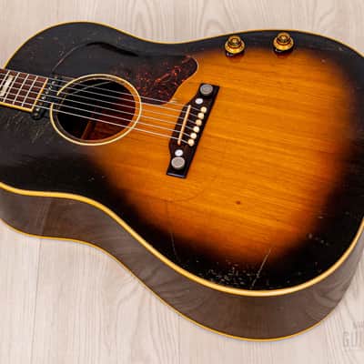 1955 Gibson J-160E Vintage Acoustic Electric Guitar Solid Top/Back w/ P-90 & Case image 12