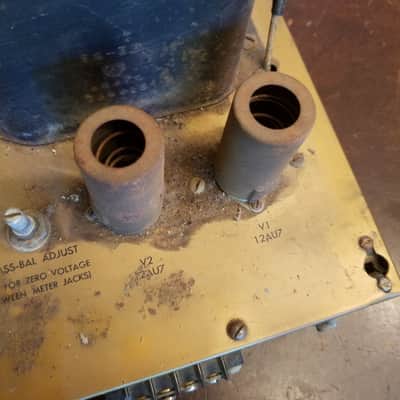 Heathkit W-5M Monoblock KT66 25 Watt Tube Power Amplifier and Cage 1959 Gold and Black image 7