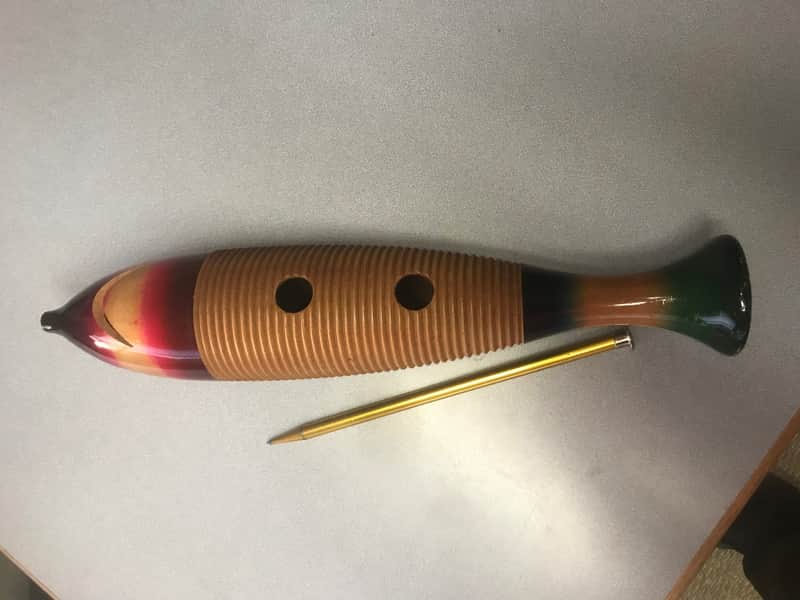 GILB Vintage Fish-Shape Guiro 1970's-Natural Painted Finish Gloss. Sale Benefits Music Education Nonprofit! image 1