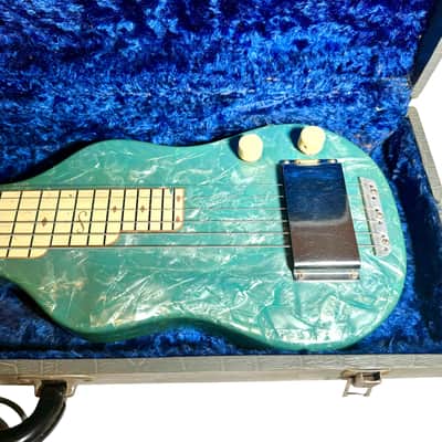 1950's Magnatone Lap Steel Guitar Blue Pearloid w/ Original Case, Cord - WORKS image 2