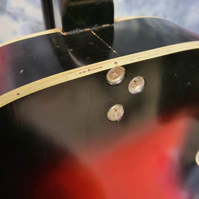 Vintage 1968 Truetone by Kay Archtop Redburst Guitar Pro Setup New Strings Soft Shell Case image 9