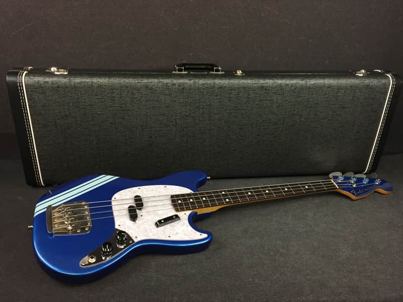 Fender Mustang CIJ Short Scale Blue Bass w/ Racing Stripe