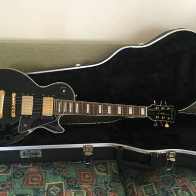 Edwards Mini Les Paul Custom Black & Gold w. Hard Case and Gibson pickup image 2