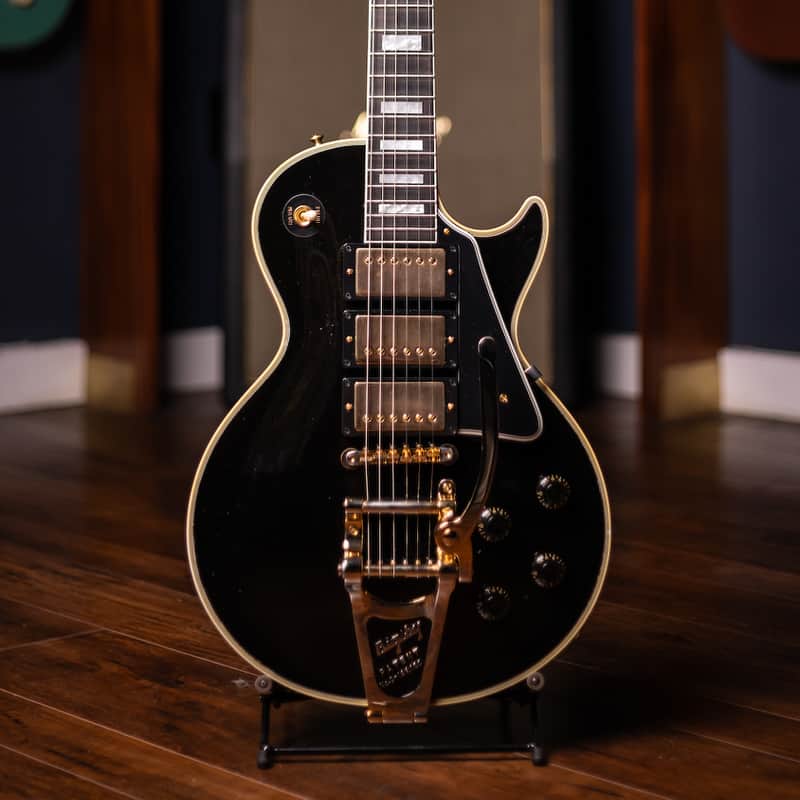 Gibson Custom Shop Murphy Lab 1957 Les Paul Custom Reissue 3-Pickup Bigsby Light Aged Electric Guitar 2023 - Ebony image 1