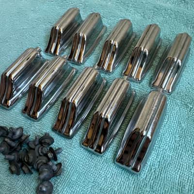 Rogers Lot of 10 Beavertail Vintage Bass Drum Lugs + Screws Springs - Lot 1 70s - Chrome image 3